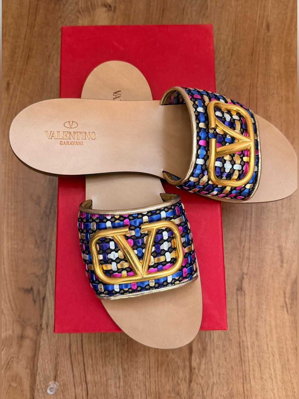 NEW Valentino Multicolor Braided Leather Sandals - Sz 40